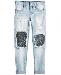 Imperial Star Big Girls Reversible Sequin Knee Jeans