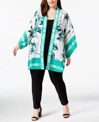Alfani Plus Size Printed Kimono, Created for Macy's