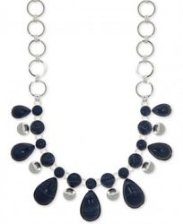 Nine West Silver-Tone Stone Statement Necklace, 16" + 2" extender