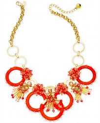 kate spade new york Gold-Tone Stone, Bead & Wrapped Hoop Statement Necklace, 17" + 3" extender
