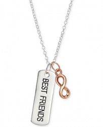 Unwritten Two-Tone "Best Friends" Bar & Infinity 18" Pendant Necklace in Sterling Silver & Rose Gold-Flash