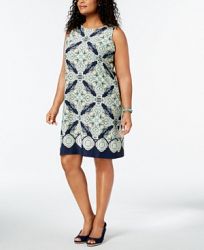 Charter Club Plus Size Printed Shift Dress, Created for Macy's