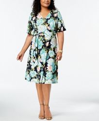 Charter Club Plus Size Flower-Print Midi Dress, Created for Macy's