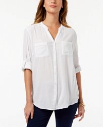 Charter Club Roll-Tab Button-Down Top, Created for Macy's