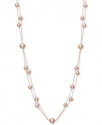 Belle de Mer Pink Cultured Freshwater Pearl (5mm, 7-1/2mm) 18" Two-Layer Necklace (Also in White Cultured Freshwater Pearl)