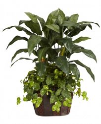 Nearly Natural 4' Double Bird of Paradise & Pothos Artificial Plants in Vase
