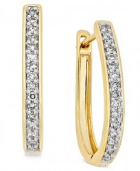 Diamond Oval Hoop Earrings (1/4 ct. t. w. ) in 14k White or Yellow Gold