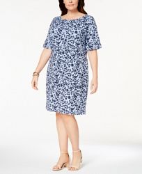 Karen Scott Plus Size Printed Shift Dress, Created for Macy's