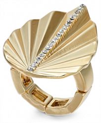 Thalia Sodi Gold-Tone Crystal Palm Leaf Stretch Ring, Created for Macy's