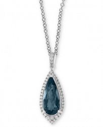 Effy London Blue Topaz (2-3/8 ct. t. w. ) & Diamond (1/4 ct. t. w. ) 18" Pendant Necklace in 14k White Gold