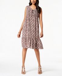 Ny Collection Lace-Up Flounce Dress