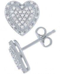 Diamond Cluster Heart Stud Earrings (1/5 ct. t. w. ) in Sterling Silver