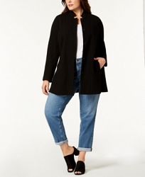 Eileen Fisher Plus Size Organic Textured Stand-Collar Jacket