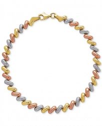 Tricolor Link Bracelet in 14k Gold, White Gold & Rose Gold