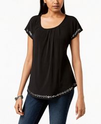 Ny Collection Petite Studded-Trim Top