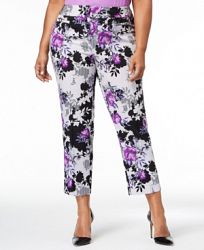 Nine West Plus Size Floral-Print Crepe Pants