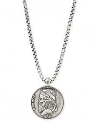 Degs & Sal Men's Greek Skull Coin 24" Pendant Necklace in Sterling Silver