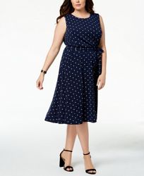 Charter Club Plus Size Polka-Dot A-Line Dress, Created for Macy's