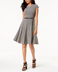 Jessica Howard Belted Printed Fit & Flare Dress