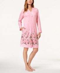 Charter Club Floral-Border Cotton Robe, Created for Macy's