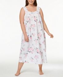 Charter Club Plus Size Lace-Trim Bouquet-Print Nightgown, Created for Macy's