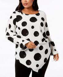Alfani Plus Size Printed Pointed-Hem Top, Created for Macy's