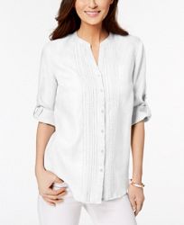Charter Club Linen Pleated Utility Shirt, Created for Macy's