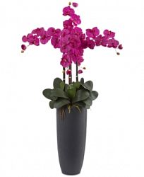 Nearly Natural Dark Pink Phalaenopsis Orchid Artificial Arrangement with Bullet Planter