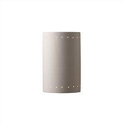 CER-5290W-TRAM-LED-1000 - Justice Design - Large Cylinder W/ Perfs Closed Top Outdoor - ADA Sconce Mocha Travertine Finish (Textured Faux)Textured Faux - Ambiance