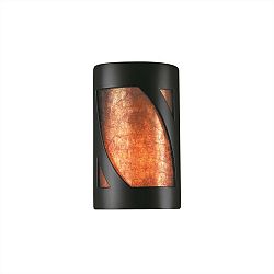 CER-5325-HMIR-GU24-MICA - Justice Design - Small Lantern Open Top and Bottom ADA Sconce Hammered Iron Finish (Textured Faux)Textured Faux - Ceramic