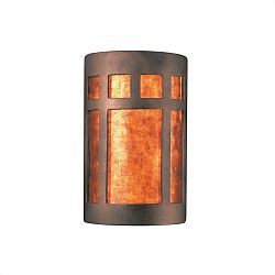 CER-5355-TRAG-GU24-MICA - Justice Design - Large Prairie Window Open Top and Bottom ADA Sconce Greco Travertine Finish (Textured Faux)Textured Faux - Ambiance