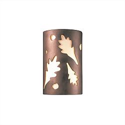 CER-5460W-BIS-LED-1000 - Justice Design - Small Oak Leaves Closed Top Outdoor - ADA Sconce Bisque Finish (Unfinished)Bisque Finish Type - Ambiance