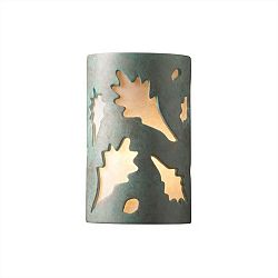 CER-5475-HMCP-GU24-MICA - Justice Design - Large Oak Leaves Open Top and Bottom ADA Sconce Hammered Copper Finish (Textured Faux)Textured Faux - Ambiance