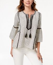 Style & Co Printed Peasant Top, Created for Macy's