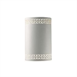 CER-7805W-BIS-LED-1000 - Justice Design - Small Cylinder W/ Floral Band Outdoor Sconce Bisque Finish (Unfinished)Bisque Finish Type - Ambiance