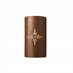 CER-9015-HMIR-SHOL - Justice Design - Sun Dagger Large Cylinder Open Top and Bottom Sconce Hammered Iron Finish (Textured Faux)Textured Faux - Sun Dagger