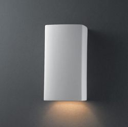 CER-0910-CRB-GU24 - Justice Design - Small Rectangle Closed Top Sconce Carbon Matte Black Finish (Glaze)Glazed - Ambiance
