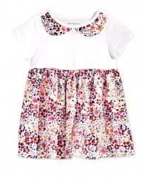 First Impressions Baby Girls Faux-Collar Floral-Print Cotton Tunic, Created for Macy's
