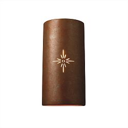 CER-9025-CRK-NECK - Justice Design - Sun Dagger Really Big Cylinder Open Top and Bottom White Crackle Finish (Glaze)Glazed - Sun Dagger