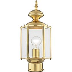 2117-02 - Livex Lighting - Outdoor Basics - One Light Outdoor Post Lantern Polished Brass Finish with Clear Beveled Glass - Outdoor Basics