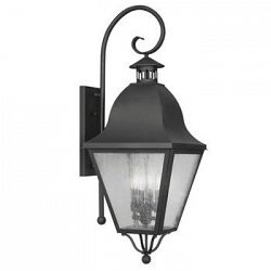 2558-04 - Livex Lighting - Amwell - Four Light Outdoor Wall Sconce Black Finish with Seeded Glass - Amwell