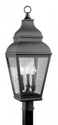 2606-04 - Livex Lighting - Exeter - Three Light Outdoor Post Light Black Finish with Clear Water Glass - Exeter