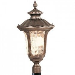 7664-50 - Livex Lighting - Oxford - Three Light Exterior Lantern Moroccan Gold Finish with Light Amber Water Glass - Oxford