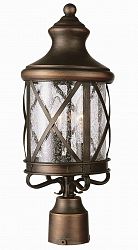5123 ROB - Trans Globe Lighting - Three Light Outdoor Post Mount Rubbed Oil Bronze Finish with Seeded Glass -