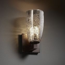 FSN-8821-50-WEVE-ABRS-GU24-DBAL - Justice Design - Modular 1-Uplight Wall Sconce (Halogen) WEVE: Weave Glass Shade Antique Brass FinishCone - Modular