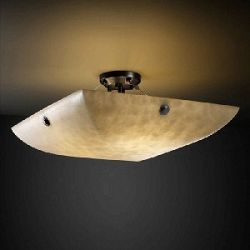 PNA-9657-35-BMBO-DBRZ-F2-GU24-DBAL - Justice Design - Porcelina - Eight Light Semi-Flush Mount Bamboo Shade Impression Dark Bronze FinishRound Bowl - Porcelina