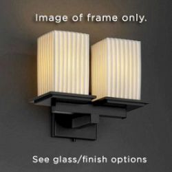 CNDL-8675-15-CREM-NCKL-GU24-DBAL - Justice Design - CandleAria - Two Light Montana Wall Sconce CREM: Cream Shade Brushed Nickel FinishSquare w/ Flat Rim - CandleAria