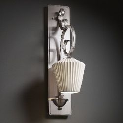 POR-8579-30-CHKR-ABRS-GU24 - Justice Design - Victoria One Light Wall Sconce (Tall) Checkerboard Shade Impression Antique Brass FinishOval - Limoges