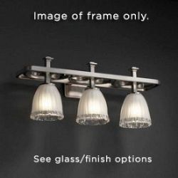 WGL-8563-30-SWCB-NCKL-GU24-DBAL - Justice Design - Arcadia 3-Light Bath Bar SWCB: Swirl Pattern with Bubble Glass Brushed Nickel FinishOval - Wire Glass Collection