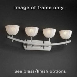 WGL-8594-30-GROP-CROM-LED4-2800 - Justice Design - Archway 4-Light Bath Bar GROP: Grid with Opal Glass Polished Chrome FinishOval - Wire Glass
